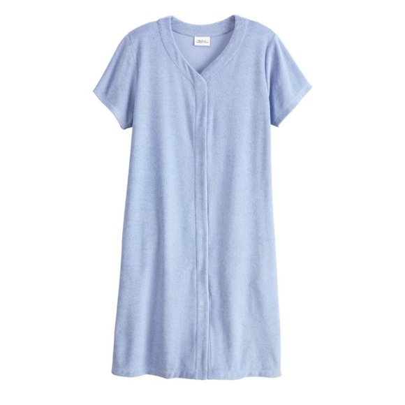 Vermont Country Store Terry Snap-Front Duster Size Small Periwinkle - NWOT Robe - Picture 10 of 11